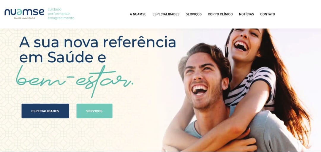Site da Nuamse, página inicial